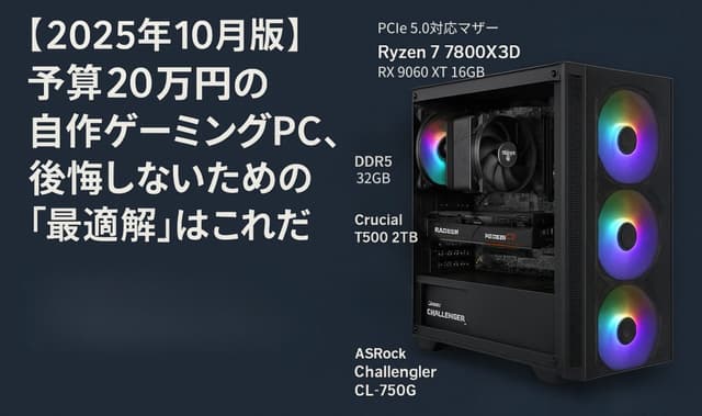 【2025年10月版】予算20万円の自作ゲーミングPC、後悔しないための「最適解」はこれだ。