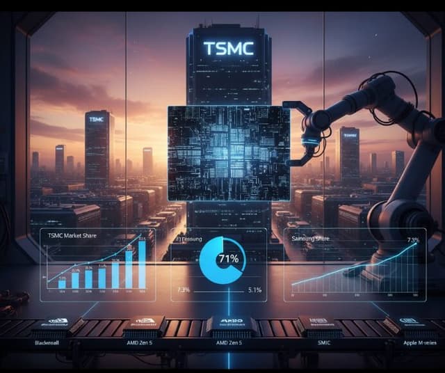 TSMCが世界ファウンドリー市場で71%という圧倒的シェアを獲得—競合は存在しないに等しい状況に