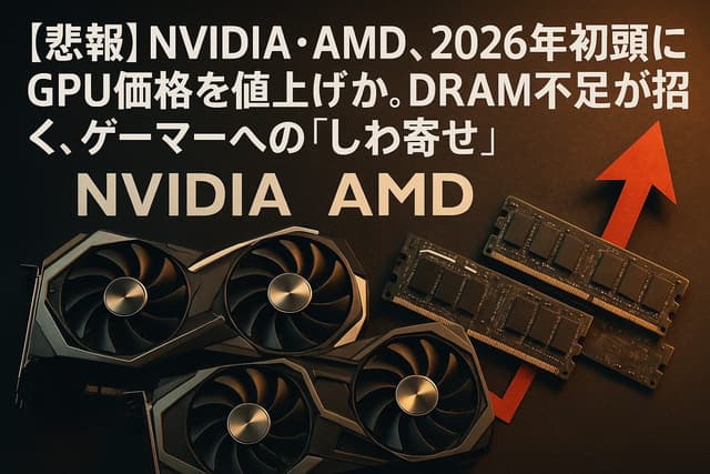 【悲報】NVIDIA・AMD、2026年初頭にGPU価格を値上げか。DRAM不足が招く、ゲーマーへの「しわ寄せ」
