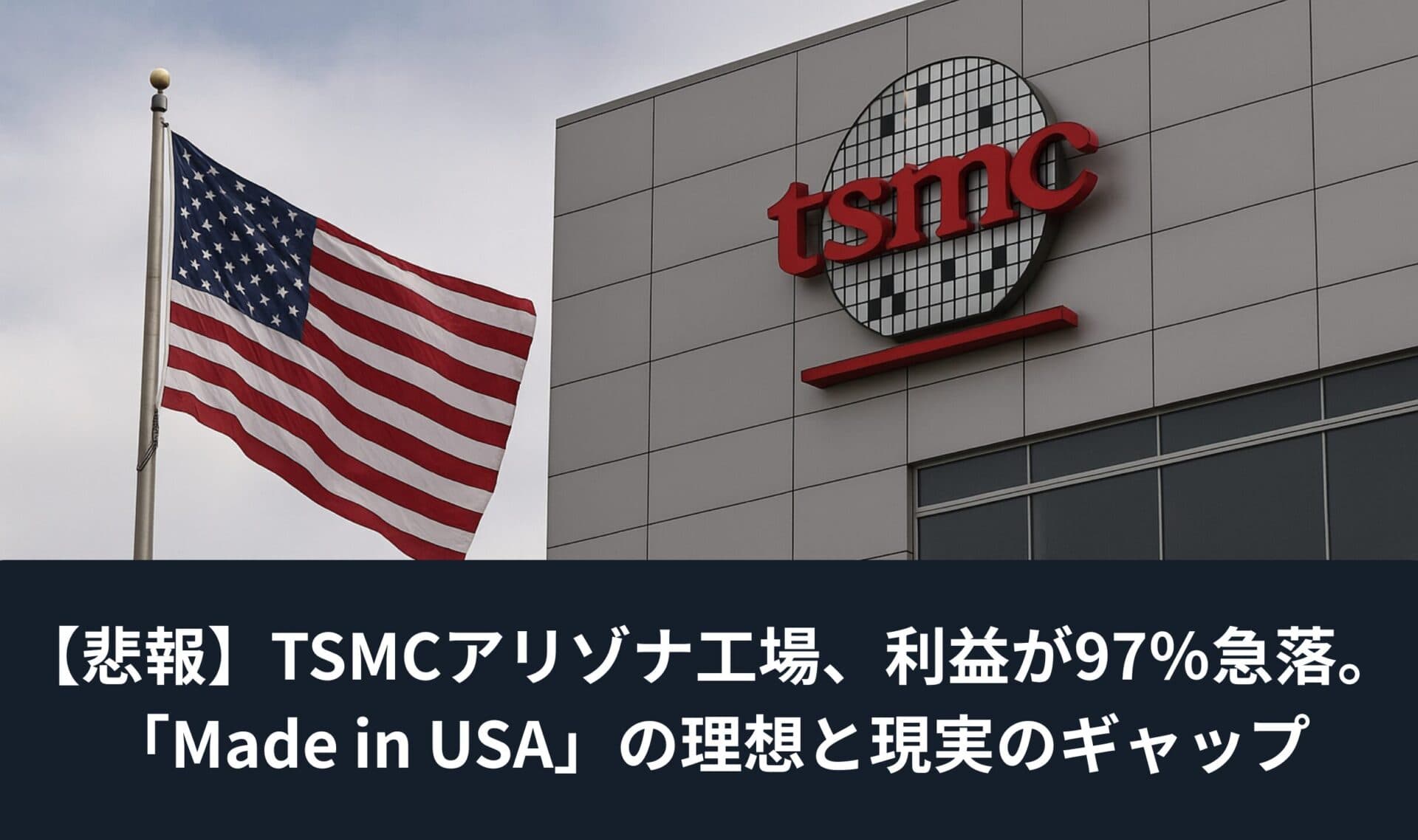 【悲報】TSMCアリゾナ工場、利益が97%急落。「Made in USA」の理想と現実のギャップ