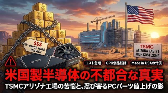 【ニュース】米国製チップの代償：TSMCの利益圧迫が示唆する「次世代パーツ価格上昇」の可能性