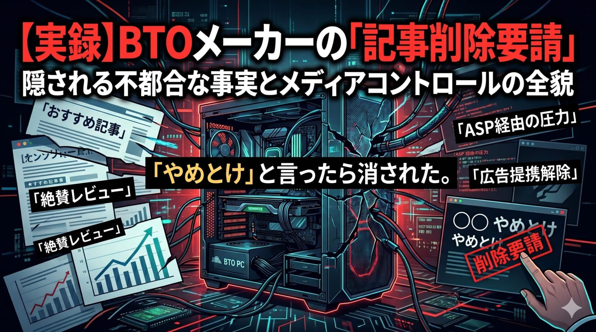 【実録】ちょっとでも不都合な事実を書くと、BTOメーカーから「記事削除要請」が来る話