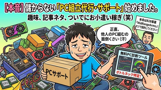 【本音】儲からない「PC組立代行・サポート」を、お小遣い稼ぎと記事ネタのために始めることにしました。