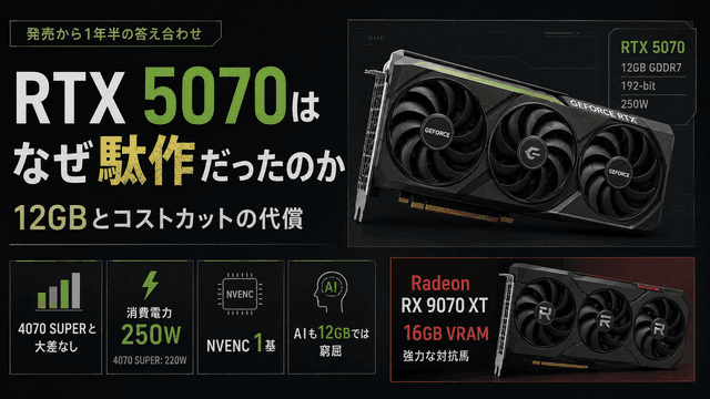 【発売から1年半の答え合わせ】RTX 5070はなぜ「駄作」だったのか。Blackwellの才能を潰した12GBとコストカットの代償