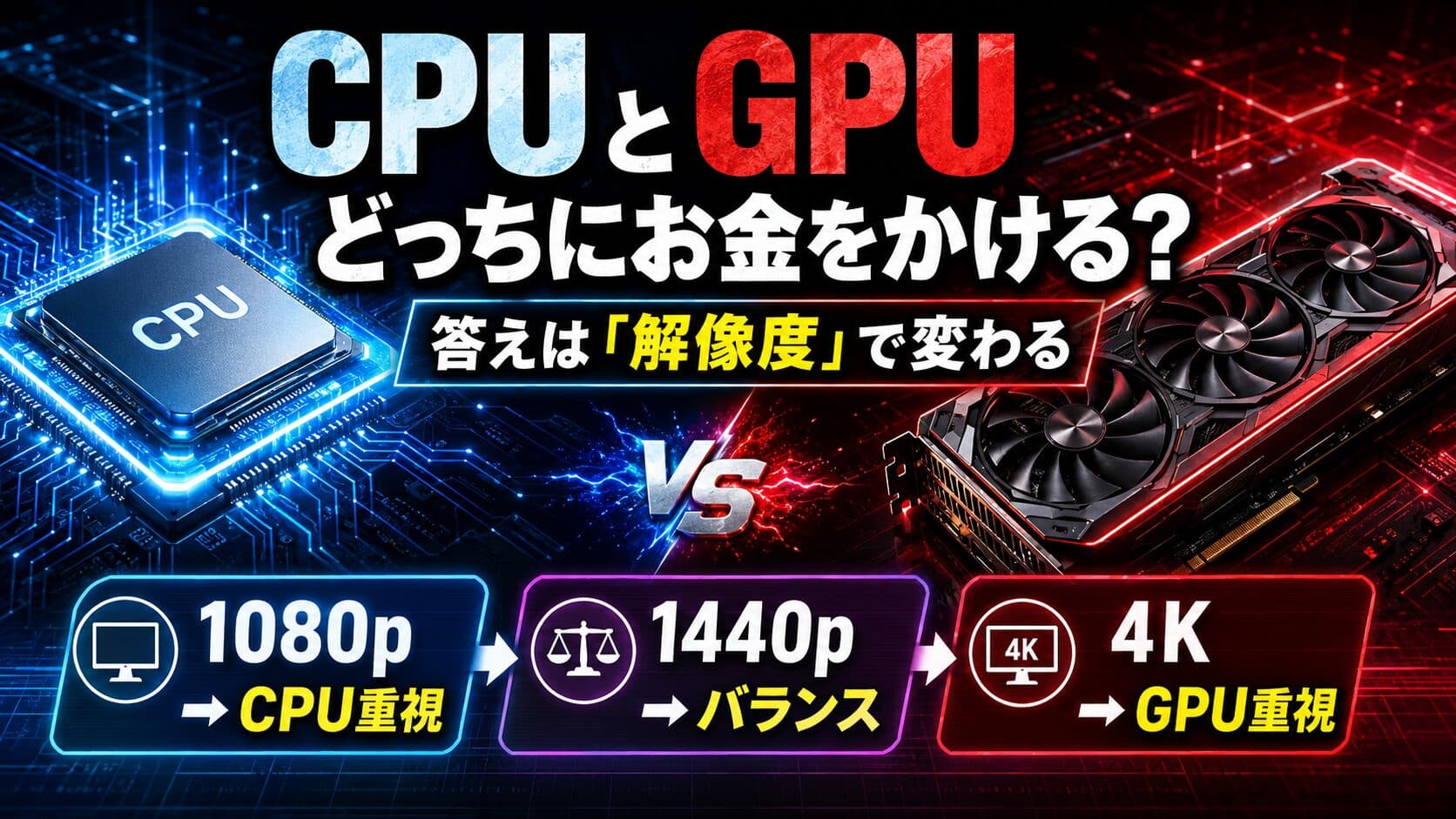 ゲーミングPCはCPUとGPUどっちにお金をかけるべき?答えは「解像度」で変わる